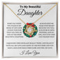 To My Beautiful Daughter | Love Knot Necklace | WHT Christmas Wreath