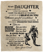 To My Daughter | From Dad | Plush Fleece Blanket | Warrior and Daughter